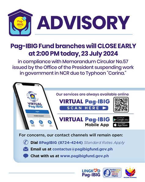 is pag ibig open today|ADVISORY .